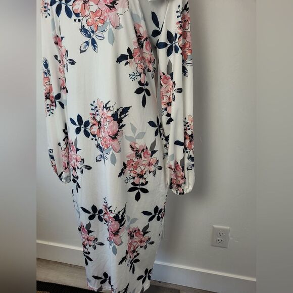 White Pink Floral Midi Dress Bow Feminine Coquette Derby Garden Tea Party XXL - Picture 11 of 15